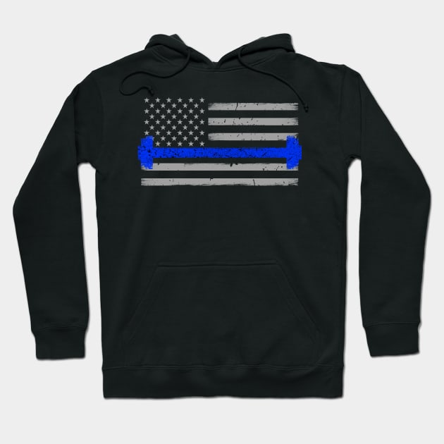 Police Barbell Thin Blue Line Hoodie by bluelinemotivation